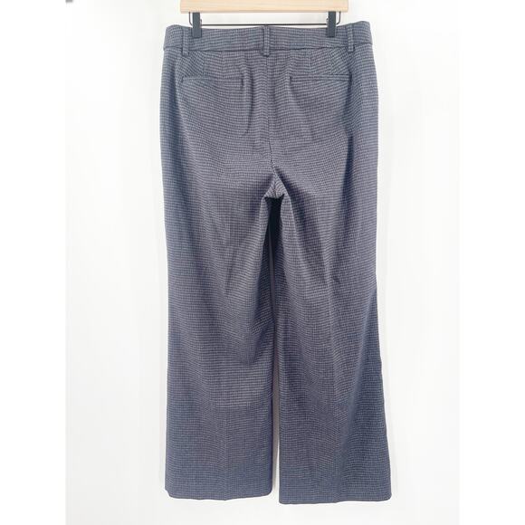 LOFT ANN TAYLOR Pants Size 12 High Waist Curvy Trouser Navy Houndstooth Stretch - Picture 2 of 15